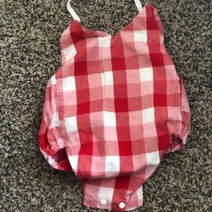 Red and white bubble romper